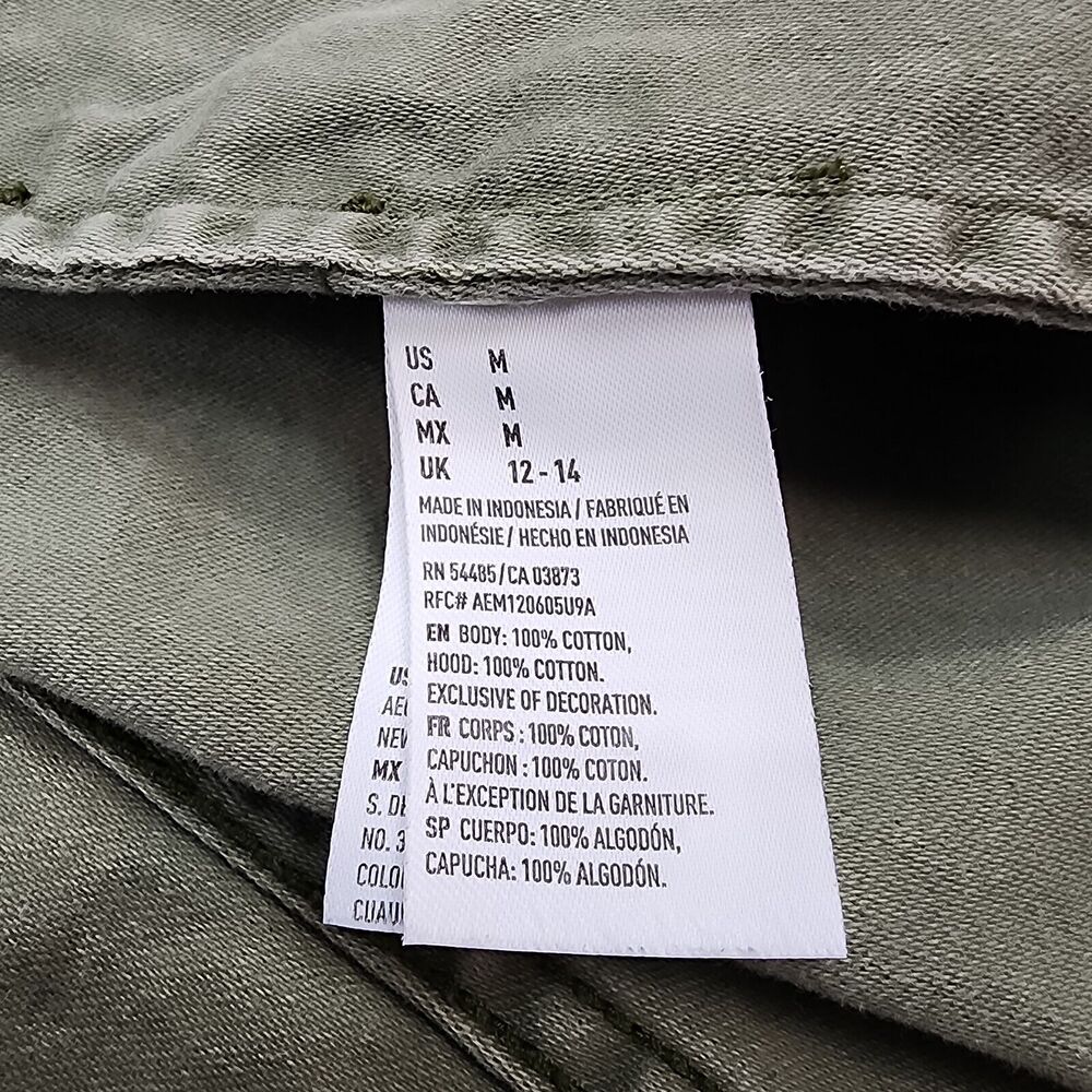 American Eagle Jacket Womens Medium Green Full Zip Button Up Military Chore Coat - Picture 16 of 16